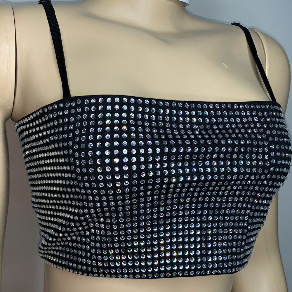 Swarovski crystal crop spaghetti strap top - NEW